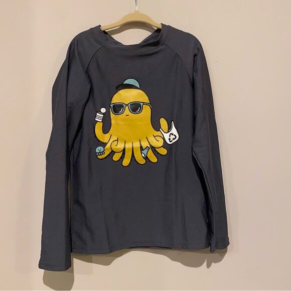 Huxbaby Unisex SPF Octopus Blue Gray Rashguard Swim Top - Picture 3 of 5